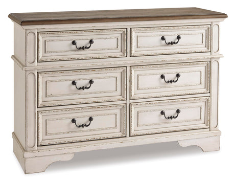Signature Design By Ashley Realyn French Country Youth 6 Drawer Dresser, Chipped White & Brown Signature Design by Ashley