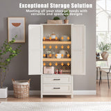 Alaxgumrol Kitchen Pantry Storage Cabinet, Food Pantry Cabinet with 2 Drawers & Adjustable Shelves & Barn Doors, Farmhouse Wood Pantry for Kitchen, Dining Room, Living Room, Bathroom, White Alaxgumrol