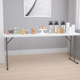 Flash Furniture Kathryn 6' Plastic Folding Training and Event Table, Rectangular Folding Training Table with 220-lb. Static Weight Capacity, White Flash Furniture