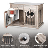 LEMBERI 44 Inch Large Dog Crate Furniture, Wooden Dog Kennel End Table with Storage Drawers, Decorative Pet Crates Dog House Indoor for Dogs LEMBERI