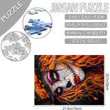 Halloween Girl Woman Portrait Jigsaw Puzzles for Adults 1000 Pieces, Spider Web Scary Face Jigsaw Puzzle Art 27 x 20 Inches DIY Puzzles for Home Decoration, Family Puzzle Perfect for Game Nights Tucocoo