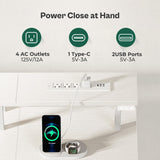 Huuger 63 Inch Computer Desk with Power Outlets and LED Lights, Gaming Desk with 4 Drawers, Office Desk with Monitor Stand, Study Desk Work Desk for Home Office, White Huuger