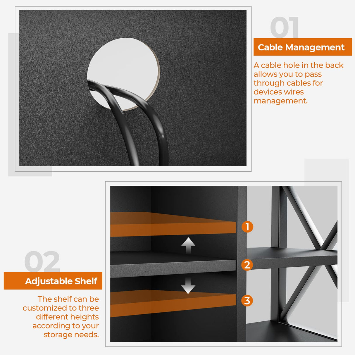 GreenForest TV Stand for TV up to 65 inches, Entertainment Center with 6 Storage Cabinet for Living Room, 55 inch Farmhouse Television Stands Console Table, Industrial TV stands for Living Room, Black GreenForest