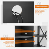 GreenForest TV Stand for TV up to 65 inches, Entertainment Center with 6 Storage Cabinet for Living Room, 55 inch Farmhouse Television Stands Console Table, Industrial TV stands for Living Room, Black GreenForest