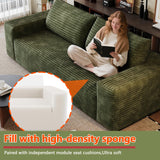 63" Cloud Loveseat Sofa - Boneless Deep Seat 2-Seater, No Assembly Foam Floor Couch, Plush Corduroy Fabric, Modern Living Room Sofa for Small Space Apartment, Bedroom, Office (Green, 63") Klwenas Maec
