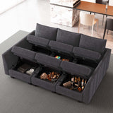 Belffin Modular Sectional Sofa Chenille Sleeper Sectional Couch with Storage Modular Sofa Bed for Living Room, 6 Sats, Dark Grey Belffin