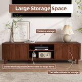 TV Stand for TVs up to 70'', Entertainment Center with Large Storage for Living Room, Media Console with Sliding Doors and Adjustable Shelves, Modern TV Cabinet for Game Consoles and Decor(Walnut) PHOYAL
