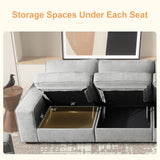 COOSLEEP 100" Sofa with Seats Storage, Comfy 3-Seater Chenille Fabric Couch for Living Room, Office, Apart W/Deep Seat, USB Charging, Upholstered Couch with Removable Cover (Light Grey) COOSLEEP HOME