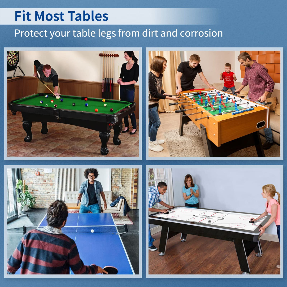 4pcs Pool Table Leg Levelers, 5-Inch Billiard Table Leg Leveling Risers, Adjustable Height, Heavy-Duty Table Leveling Feet for Pool Tables, Ping-pong Tables, Soccer Tables COSYOO