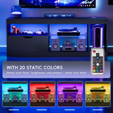 Homall LED TV Stand Mount for 65 inch, Modern Entertainment Center with LED Lights & High Glossy Cabinets, TV Cabinet Console Table with Drawer, Glass Shelves, Dynamic RGB Modes for Living Room, Black Homall