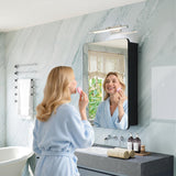 Black Medicine Cabinet with Mirror for Bathroom: 16 x 20 Inch Small Mirrored Vanity Storage with Adjustable Shelves - Surface or Recessed Wall Mount - Matte Black Frame MemoCastle