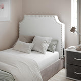 Flash Furniture Adeline Twin Headboard with 2 Outlets, USB Port, USB Type-C Port, Contoured Headboard, Studded LeatherSoft Upholstery, Dual Hanging Options, White Flash Furniture