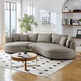 128.74" Curved Sectional Sofa, Modern Oversized Couch, Luxury Modular 5-Seater Couch with Chaise, Leathaire Upholstered Comfy Sofas for Living Room, Apartment, Office, Light Grey Left Facing M MEETAKING