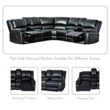UR livingroom Modular Sectional Sofa L-Shaped PU Leather Sofa Sets Manual Reclining Sectional Couches for Living Room Sofas para Sala, Black UR livingroom