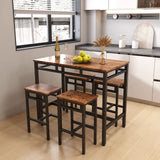 Rustic Brown Industrial 5-Piece Kitchen Bar Table Set with Counter Stools Ball & Cast