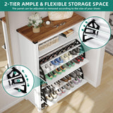 YITAHOME Shoe Cabinet with 2 Flip Drawers, Entryway Shoe Storage Cabinet with Open Shelves and Led Light, Free Standing Hidden Shoe Rack Storage Organizer for Entryway/Hallway/Closet, White YITAHOME