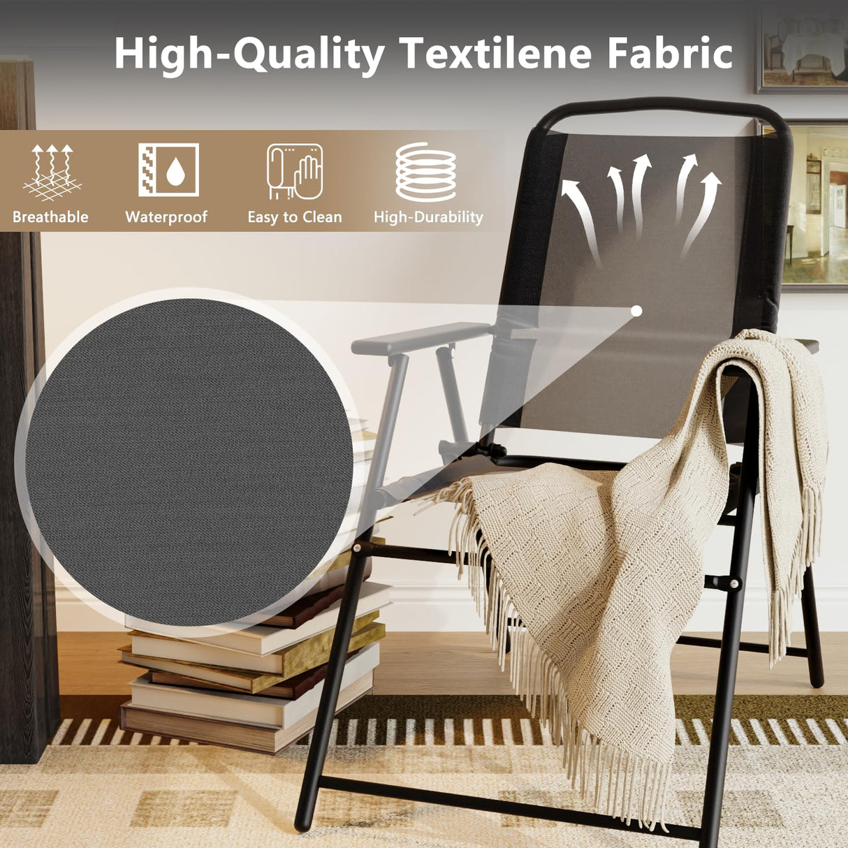 Tornivk 6 Pieces Patio Dining Set for 4, Small Outdoor Patio Table and Chairs Set, Patio Furniture Set with Umbrella & 4 Folding Chairs Portable Garden Dining Table Set for Garden, Backyard, Lawn Tornivk