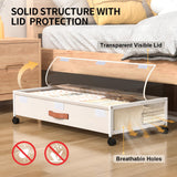 Eastherry Under Bed Storage with Wheels, XXL Larger Under Bed Storage Containers with Clear Lids, 31'' Lengthen Underbed Shoe Organizer for Shoes Clothes(White 2 Pack, XXL(31"x16.6"x7.48")) Eastherry