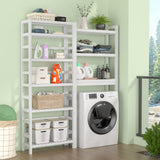 Homykic 6-Tier Adjustable Bamboo Bookcase - 63.4” Tall White Free Standing Storage Shelf Homykic