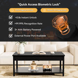 SmartEdge Coffee Table with Gun Safe with Biometric Lock, Lock Storage Table Designed for Firearms and Wine, Hidden Gun Storage for Jewelry Money Rifles Pistols and Ammo (Black Marble Wood) SmartEdge