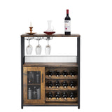 GAOMON Wine Bar Cabinet with Removable Wine Racks and 1 Drawer,Bar Cabinet with Glass Holder and Mesh Door for Liquor and Glasses (Rustic Brown) GAOMON