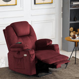 MCombo Power Lift Recliner Chair for Elderly, Lift Chair with Heat and Massage, USB&Type C Ports, Extended Footrest, Cup Holders, Fabric 7040 (Medium, Carmine Red) MCombo