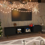 Bonzy Home 86" TV Stand, Modern Entertainment Center for 75" TV, Television Console Table with Storage Cabinets for Living Room, Black Bonzy Home