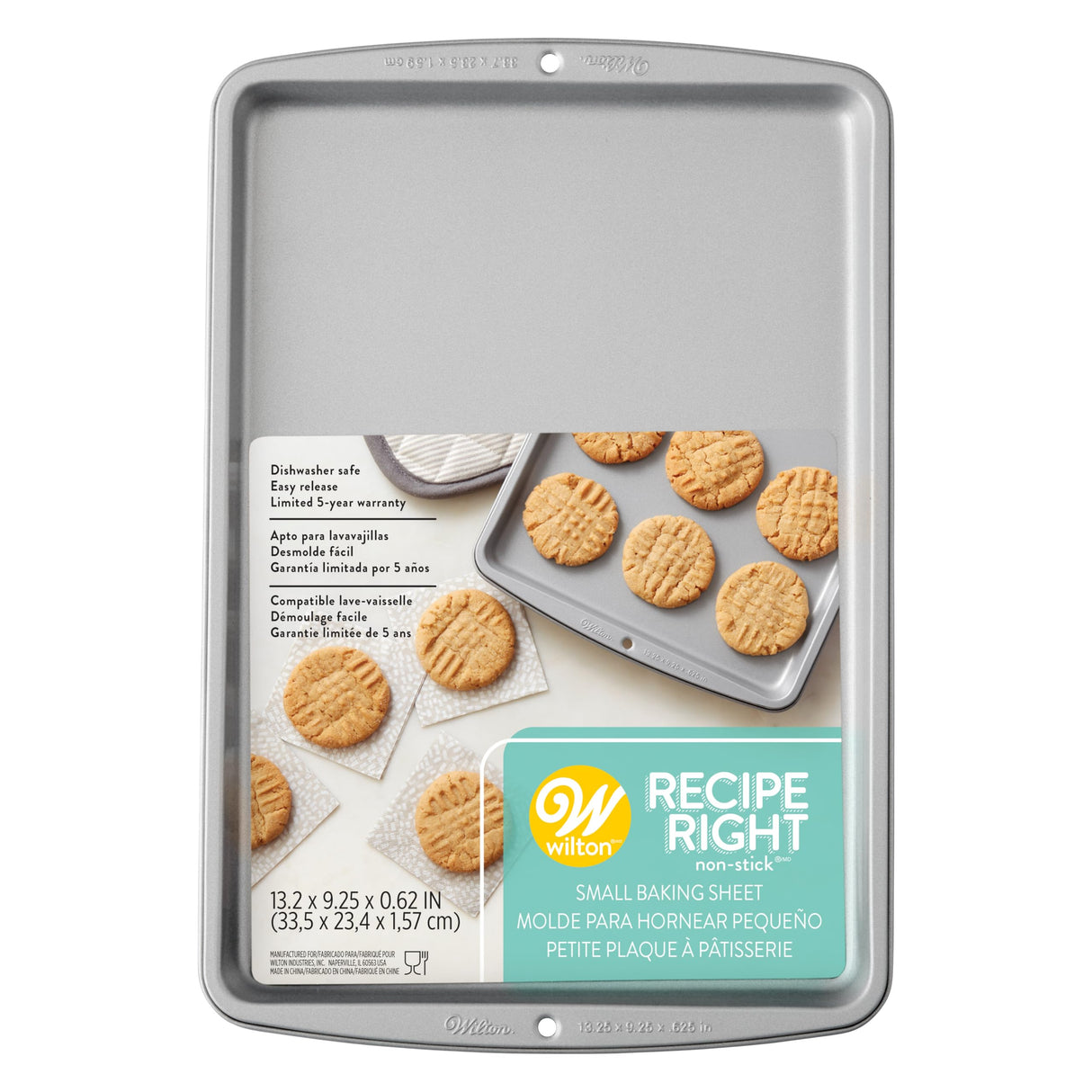 Wilton Recipe Right Small Non-Stick Baking Sheet, Cookie Sheet, 13.2 x 9.25-Inch, Steel Wilton
