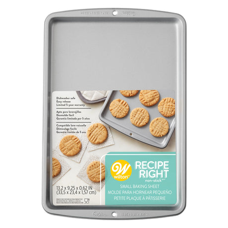 Wilton Recipe Right Small Non-Stick Baking Sheet, Cookie Sheet, 13.2 x 9.25-Inch, Steel Wilton
