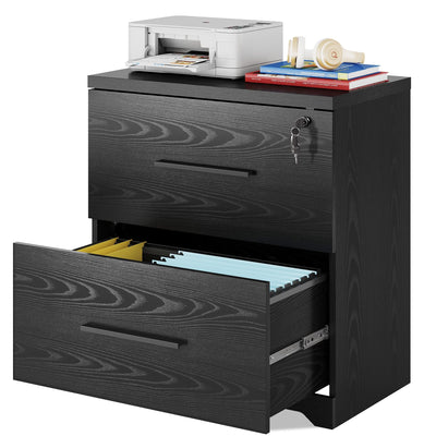 DEVAISE 2-Drawer Wood Lateral File Cabinet with Lock for Office Home, Black
