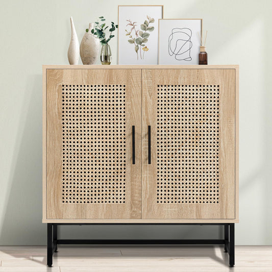 KFO Storage Cabinet with Handmade Natural Rattan Doors, Rattan Cabinet Sideboard Buffet Cabinet, Accent Cabinet for Living Room, Hallway, Dining Room, Entryway - WoodArtSupply