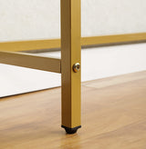 loglus Console Table for Entryway, Faux Marble MDF Sofa Table with Golden Frame (Single Layer, White Marble) loglus