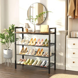 WIN4ALL Shoe Rack for Front Door Entrance, 4 Tier Shoe Rack for Entryway, 12-16 Pairs of Shoes, Metal Shoe Rack Organizer, Free Standing Shoe Rack for Closet (Black+Rustic Brown) WIN4ALL