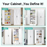 SISESOL Tall Metal Storage Cabinet with 2 Doors and 5 Shelves,75 inch White Pantry Storage Cabinet,Large Farmhouse Pantry Cupboard for Home,Kitchen,Dining/Living Room SISESOL