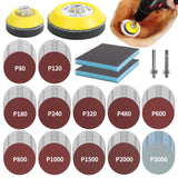 Pomsare 120pcs 3inch Sanding Discs with 2 & 3inch Backer Pads and Sanding Sponge Sander for Drill Grinder Rotary Tools Attachment with 1/4" Shanks, SandingPads 80-3000 Grit Pomsare