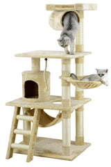 Go Pet Club Classic Cat Tree, Faux Fur Finish, Sisal Rope Scratcher, 62"H, Beige Go Pet Club
