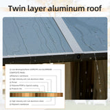 YOLENY 12' x 14' Hardtop Gazebo, Permanent Outdoor Aluminum Patio Gazebo with Aluminum Composite Double Roof for Patio Lawn and Garden, Curtains and Netting Included YOLENY