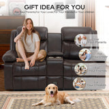 P.H.Furn Recliner Sofa, Reclining Loveseat Sofa with Massage & Heat, Reclining Couch with Side Pockets, Extra Storage, Cup Holders for Living Room P.H.Furn