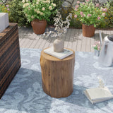 AQUILLA Rustic Stump Side Table, Brown Wood-Look End Table, Stump Accent Side Table Stool for Living Room AQUILLA