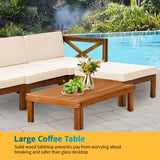 5-Piece Acacia Wood Outdoor Sofa Set Patio Bistro Set Furniture Outdoor Chat Conversation Table Chair Set with Water Resistant Cushions and Coffee Table for Beach Backyard Garden PayLessHere