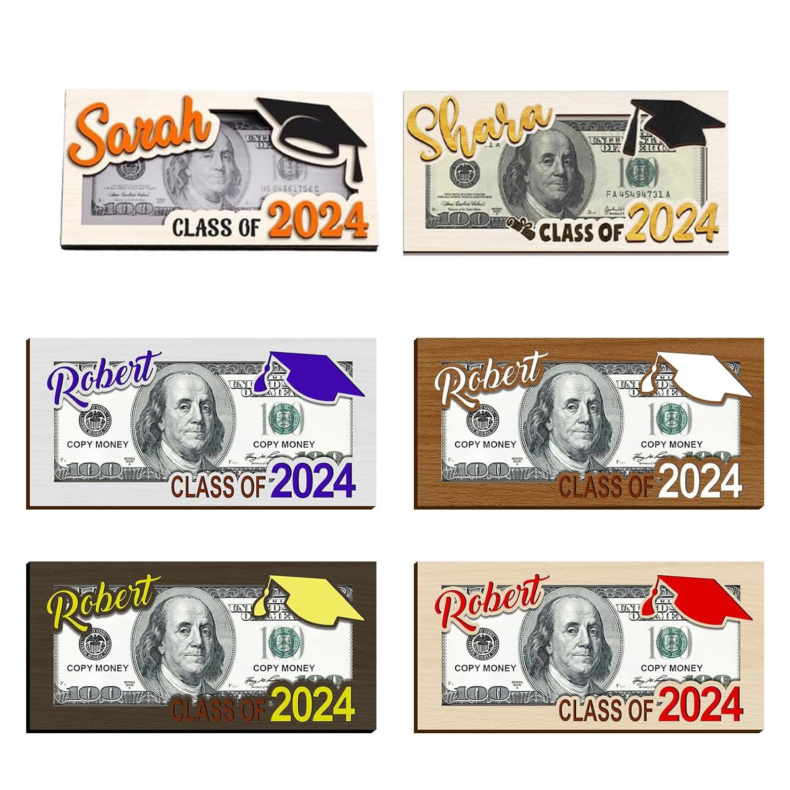 Personalized Graduation Money Holder - Graduation Gift Money Holder, Money Holder for Cash Gift Graduation - Wooden Money Holder, Unique Class of 2024 Graduation Gifts (A) - WoodArtSupply