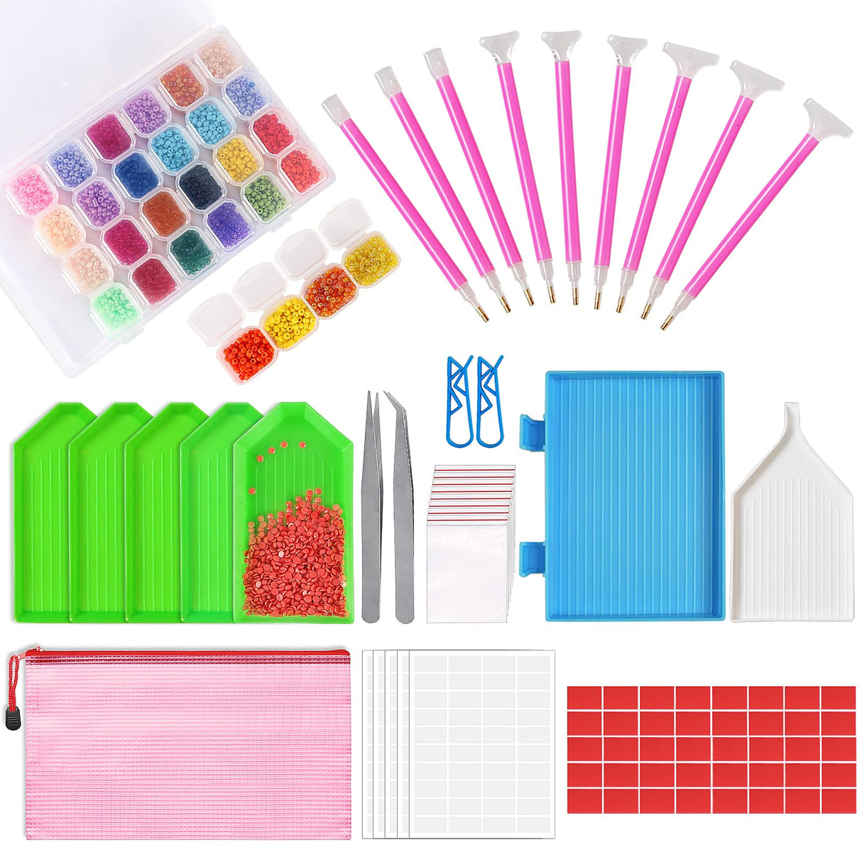 OUTUXED 117pcs 5D DIY Diamond Painting Tools and Accessories Kits with Diamond Embroidery Box and Multiple Sizes Painting Pens for Adults to Make Art Craft OUTUXED