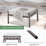 LUXIJOY Patio Furniture Set 7PCS, Aluminum Sectional Sofa Set with Coffee Table and Side Table, Loveseat, 2 Single Chairs, 2 Ottomans, Outdoor Conversation Set for Porch, Lawn, Greige & Grey LUXIJOY