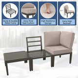 ALAULM 15 Pieces Metal Patio Furniture Set with Propane Fire Pit Table Modern Outdoor Furniture w/55000 BTU Fire Pit Patio Sectional w/5.1'' Sponge Cushions for Patio, Backyard, Poolside-Sand ALAULM