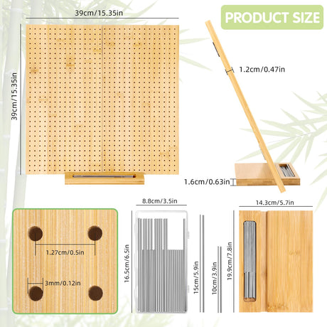 15.4" Foldable Crochet Blocking Board, Upgrade Large Blocking Board Crocheting with 30 Pcs Pins, Granny Square Blocking Boards Crochet Projects, Wooden Knitting Blocking Board for Blocking Crochet CESUSME