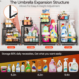 ADBIU Under Sink Organizer, 2 Pack 2 Tier Expandable Height (13.2" - 17.2") Pulling Out Kitchen Bathroom Cabinet Organizers ADBIU