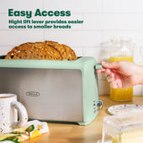 BELLA 4 Slice Toaster, Long Slot & Removable Crumb Tray, 7 Shading Options with Auto Shut Off, Cancel & Reheat Button, Toast Bread & Bagel, Stainless Steel & Sage BELLA