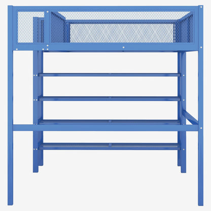 YOPTO Full Size Metal Loft Bed with 4-Tier Shelves and Storage,Heavy Duty Metal Loft Bed Frame w/Bookshelf,No Box Spring Needed,for Kids Teens Adults,Blue