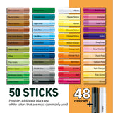 HA SHI Soft Oil Pastels Set (50 Sticks, 48 Colors) Art Supplies for Artist, Gallery Oil Painting Stick, Classroom Set, Professional Oil Crayons, Ideal for Professional Artists HA SHI