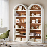 Tribesigns 6-Tier White Arched Bookshelf, 77.16" Tall Arched Bookcase with Storage Shelves, Floor Standing Open Display Shelving Unit for Living Room, Bedroom, Home Office (White, 6-Tier) Tribesigns